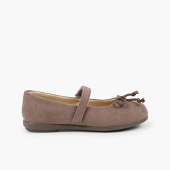 Ballet Flats with loop fasteners and Mary Jane-Style Bow  Taupe