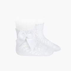 Perle Short Socks With Bow White