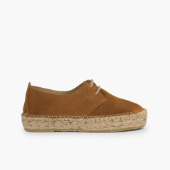 Bluchers with Jute Platform for Women and Girls Camel
