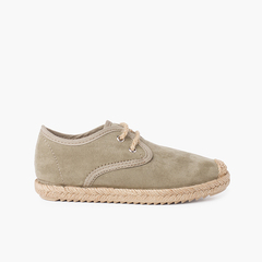 Faux Suede Blucher with Jute Toe and Laces Olive Green