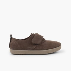 Casual loop fasteners bluchers in suede Taupe