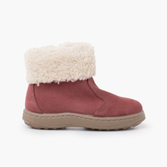 Sport sole boot with zipper and shearling  Pink