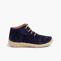 Suede Boots Kids Reinforced Toes Navy Blue