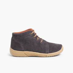 Suede Boots Kids Reinforced Toes Grey