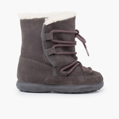 Shearling boots with sticky closure Grey