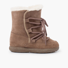 Shearling boots with sticky closure Taupe