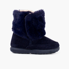  Soft fur boot with double adherent closure Navy Blue