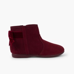 Boots with velvet bow and zip closure Burgundy