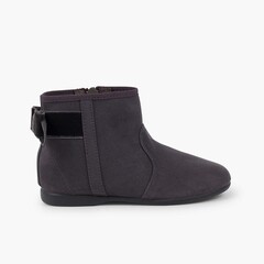 Boots with velvet bow and zip closure Grey