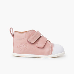 White toe sport leather bootie Pink