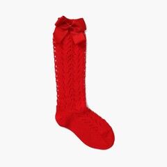  Condor high lace socks with bows   Red