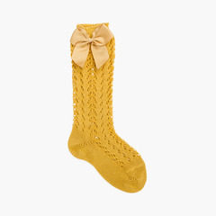 Condor high lace socks with bows   Mustard