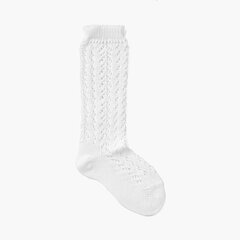 Perlé Openwork Knee-High Socks White