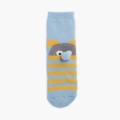  Bear pom pom terry slip resistant socks Blue