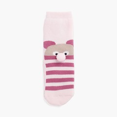  Bear pom pom terry slip resistant socks Pink