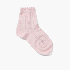 Short Socks with Scalloped Edges Pink