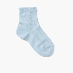 Short Socks with Scalloped Edges Baby Blue