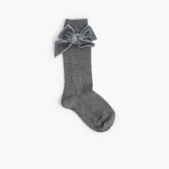 Children's socks with velvet bow Grey