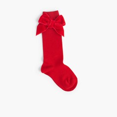 Children's socks with velvet bow Red