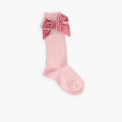 Children's socks with velvet bow Pale Pink