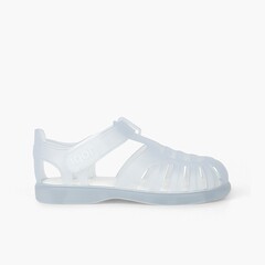 Basic jelly shoes with loop fasteners tobby White