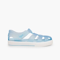 Jelly shoes with loop fasteners strap Star Sky Blue