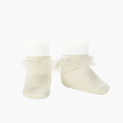 Ankle socks with a gathered tulle strap Cava