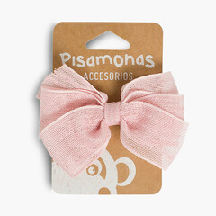 Hair Clip with Raffia Bow  Pastel Pink