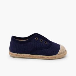 Linen trainers without laces jute toecap