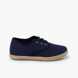 Linen lace up espadrille sole trainers