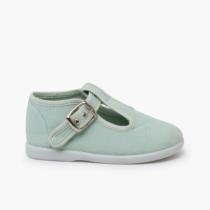 Canvas Buckle Up T Bar Shoes. Shoes uk for boys