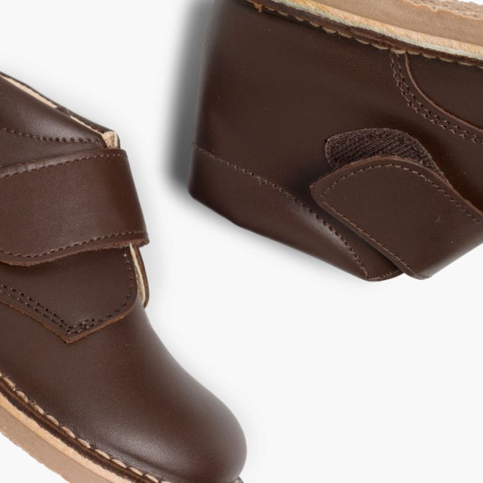 Leather School Boots with loop fasteners fastenings