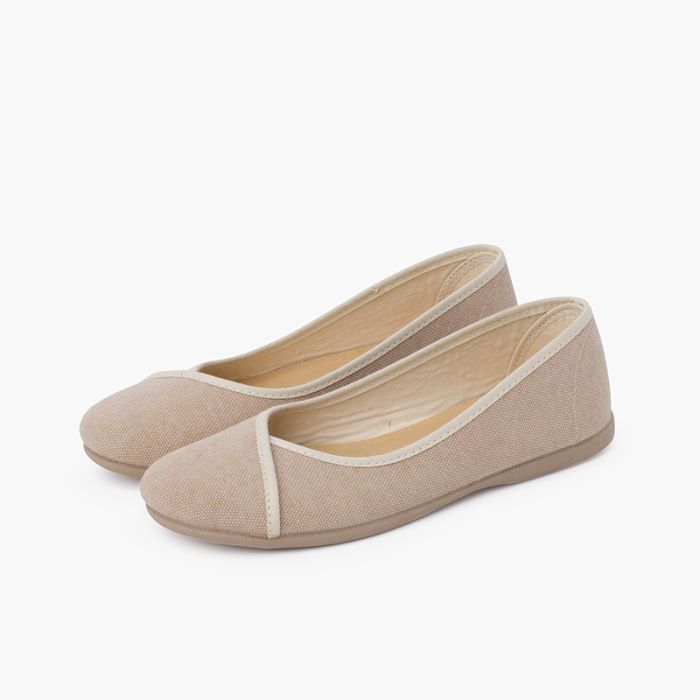 Canvas ballerina flats with piping Eco ballerina flats for girls