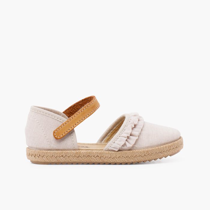 Beige leather espadrilles top