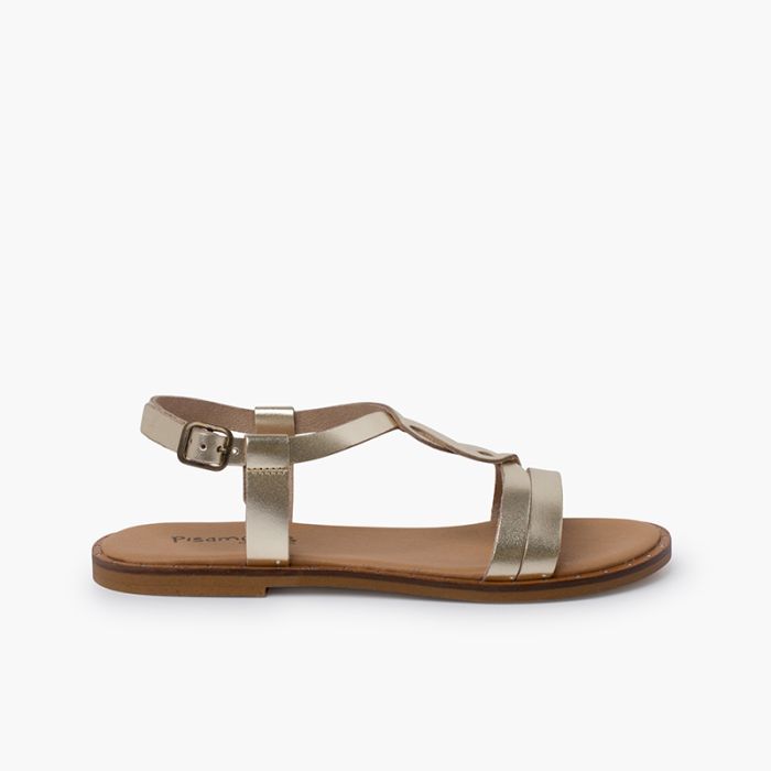 Braided central strap sandals