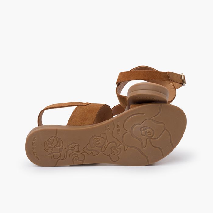Wide straps suede sandals