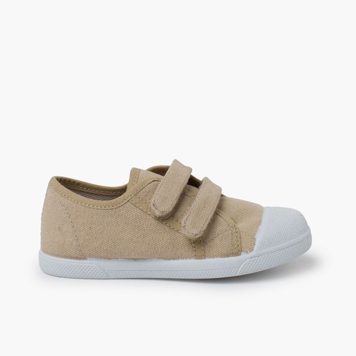 Soft canvas trainers with double hook and loop closure Pisamonas