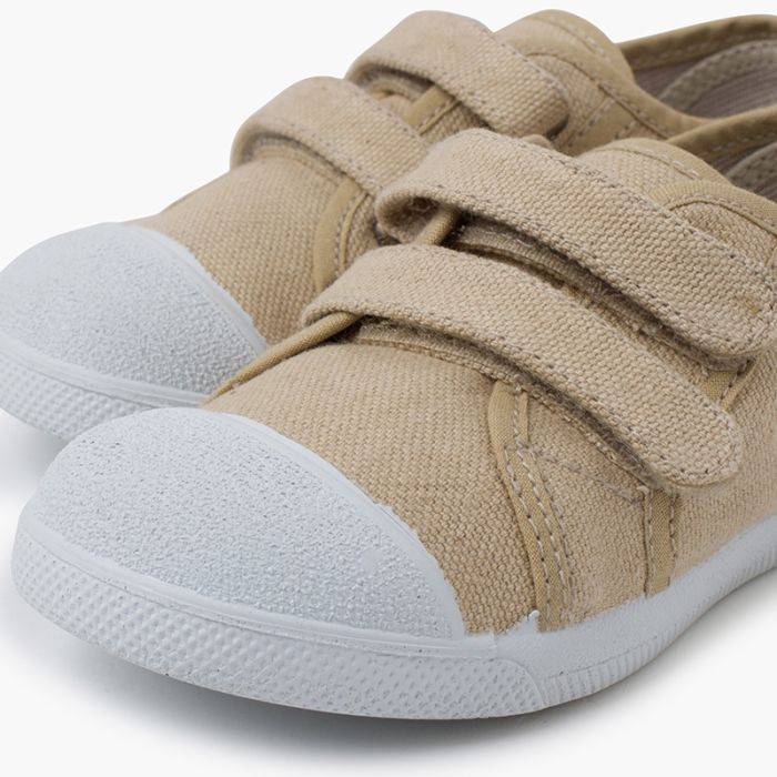 Soft eco canvas trainers hook and loop straps