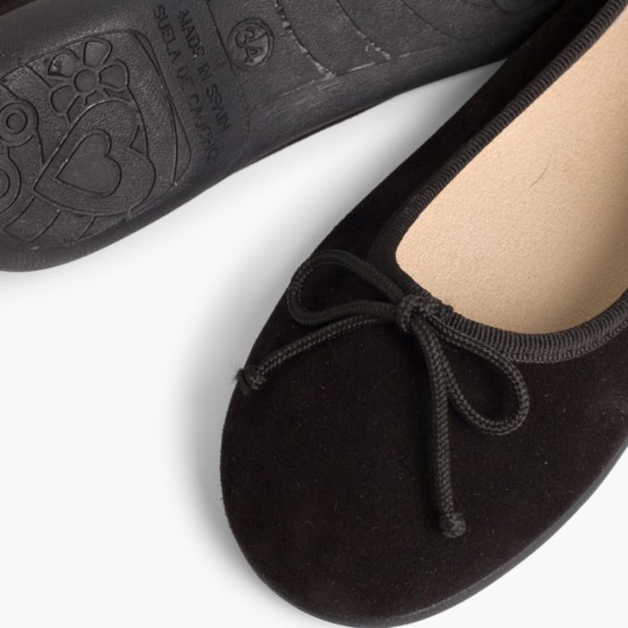 Black suede ballet pumps store
