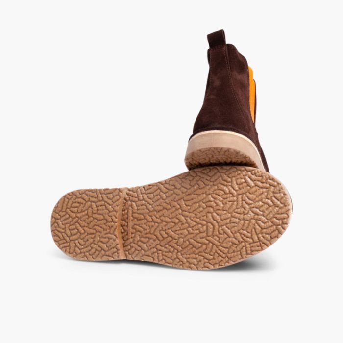 Suede Chelsea Boots with Coloured Elastic