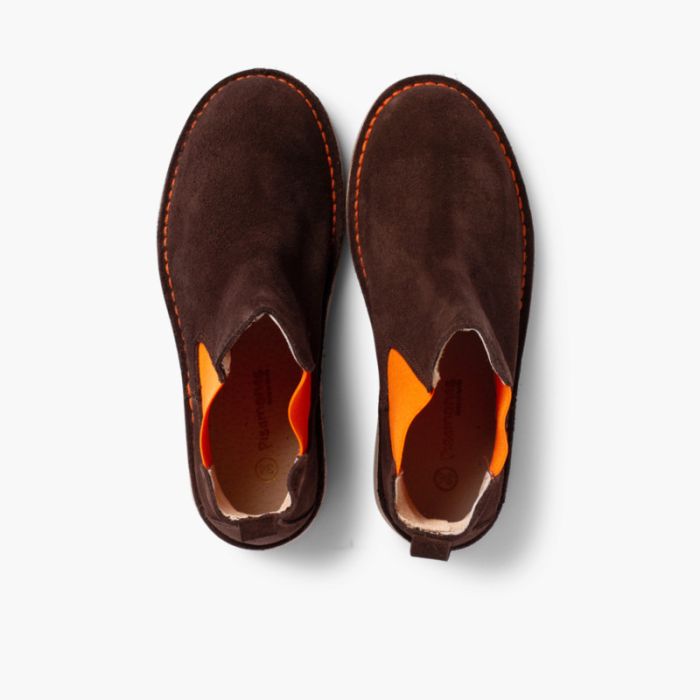 Suede Chelsea Boots with Coloured Elastic