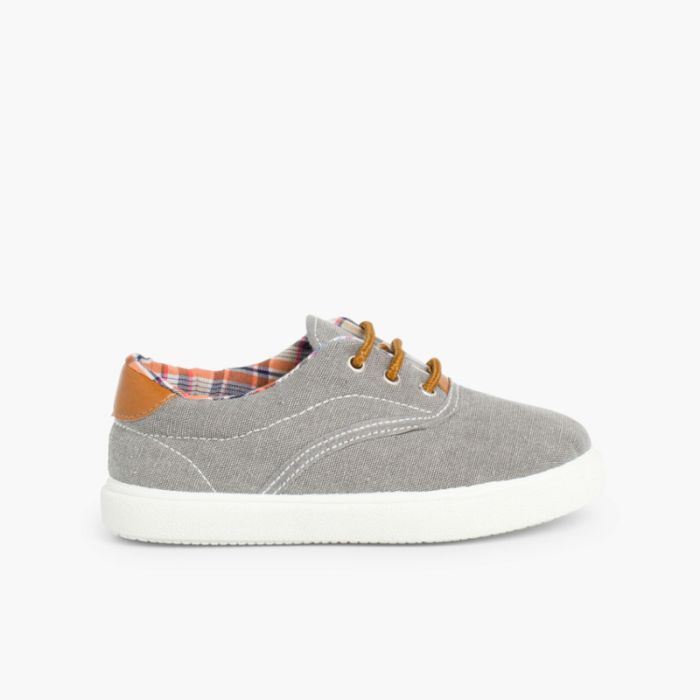 Contrast Lace Up Canvas Sneakers