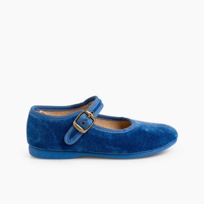 Blue velvet mary janes top