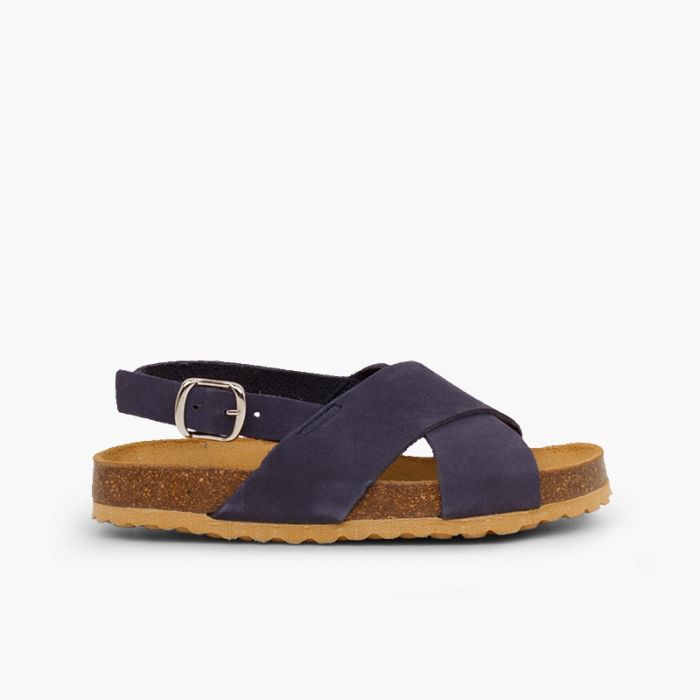 Cross strap sandals in nubuck for kids
