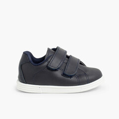 Trainers Infant and Child Washable Leather  Navy Blue
