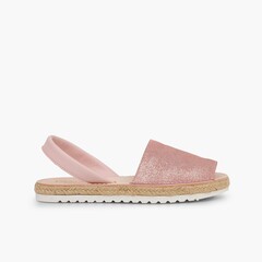 Menorcan sandals Girls and women avarcas shiny suede Pink
