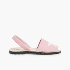 Nubuck Menorcan Sandals with Stars  Pink