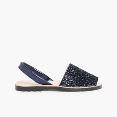 Glitter Menorcan Sandals for Girls and Women Navy Blue