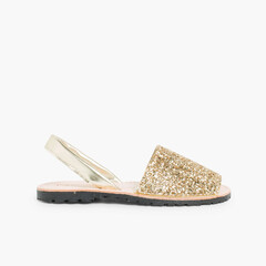 Glitter Menorcan Sandals for Girls and Women Gold