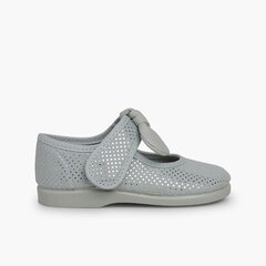 Angel-style Mary Janes with Shiny Microdots Light Grey